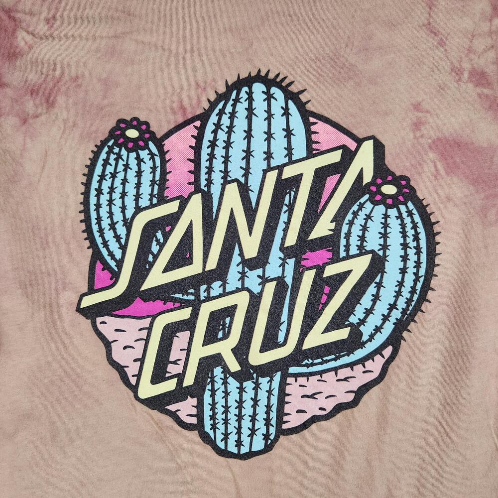 Santa Cruz Shirt Mens Medium Beige Tie Dye Cactus Graphic Skateboard Logo Tee